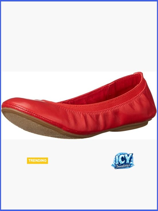 Shoes - Ballet Flat with Elastic Topline, Round Toe, Slip-On Closure